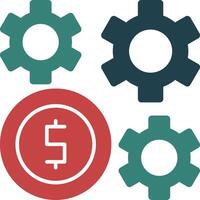 Dollar Sign and Gear Glyph Two Color Icon vector