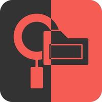 Magnifying Glass and Folder Red Inverse Icon vector