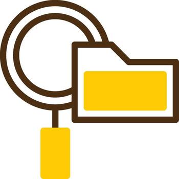 Magnifying Glass and Folder Yellow Lieanr Circle Icon vector