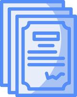 Contract Document Line Filled Blue Icon vector