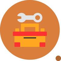 Toolbox and Wrench Flat Shadow Icon vector
