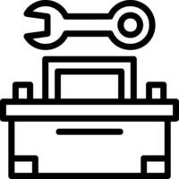 Toolbox and Wrench Line Icon vector