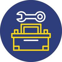 Toolbox and Wrench Dual Line Circle Icon vector