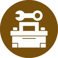 Toolbox and Wrench Glyph Circle Icon vector