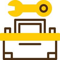 Toolbox and Wrench Yellow Lieanr Circle Icon vector