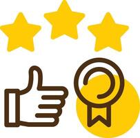 Thumbs up indicating success Yellow Lieanr Circle Icon vector