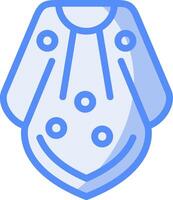 poncho línea lleno azul icono vector