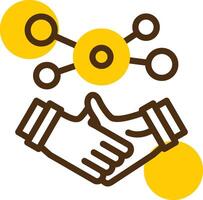 Business handshake for networking Yellow Lieanr Circle Icon vector