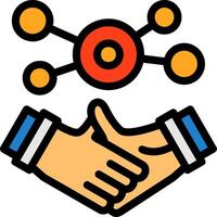 Business handshake for networking Line Filled Icon vector