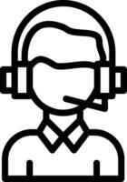 Person with headset symbolizing communication Line Icon vector