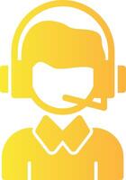 Person with headset symbolizing communication Solid Multi Gradient Icon vector