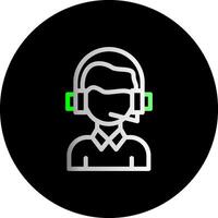 Person with headset symbolizing communication Dual Gradient Circle Icon vector