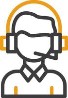 Person with headset symbolizing communication Line Circle Icon vector