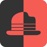 Bowler Hat Red Inverse Icon vector