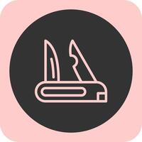 Pocket Knife Linear Round Icon vector