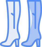 Thigh High Boots Line Filled Blue Icon vector