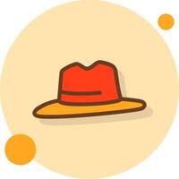 fedora sombrero lleno sombra circulo icono vector