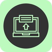 Laptop with Apply Now button Linear Round Icon vector