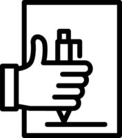 Hand with pen for note taking Line Icon vector