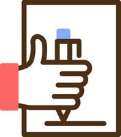 Hand with pen for note taking Color Filled Icon vector