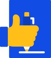 Hand with pen for note taking Flat Two Color Icon vector