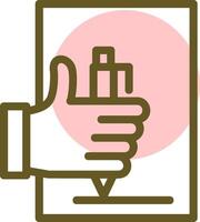 Hand with pen for note taking Linear Circle Icon vector