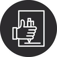 Hand with pen for note taking Inverted Icon vector