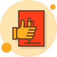 Hand with pen for note taking Filled Shadow Circle Icon vector