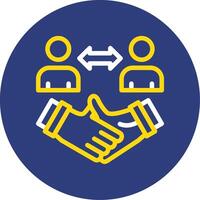 Handshake between employer and candidate Dual Line Circle Icon vector