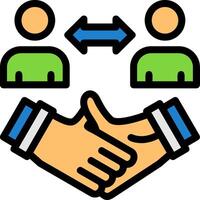 Handshake between employer and candidate Line Filled Icon vector