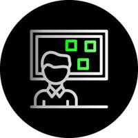 Person standing in front of a job board Dual Gradient Circle Icon vector