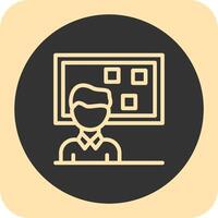 Person standing in front of a job board Linear Round Icon vector