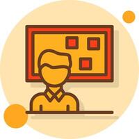 Person standing in front of a job board Filled Shadow Circle Icon vector