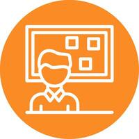 Person standing in front of a job board Outline Circle Icon vector