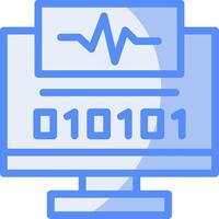 Byte Pulse Line Filled Blue Icon vector