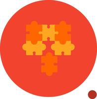 Puzzle pieces fitting together symbolizing alignment Flat Shadow Icon vector