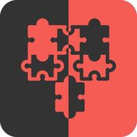 Puzzle pieces fitting together symbolizing alignment Red Inverse Icon vector