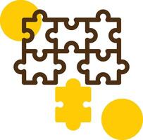 Puzzle pieces fitting together symbolizing alignment Yellow Lieanr Circle Icon vector