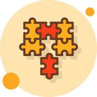 Puzzle pieces fitting together symbolizing alignment Filled Shadow Circle Icon vector