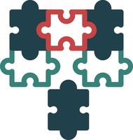 Puzzle pieces fitting together symbolizing alignment Glyph Two Color Icon vector