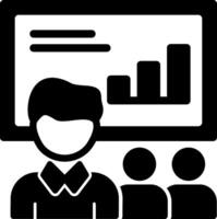 Person presenting at a booth Glyph Icon vector
