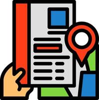 Hand with resume and map Line Filled Icon vector