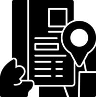 Hand with resume and map Glyph Icon vector