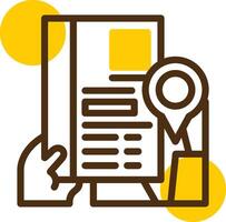 Hand with resume and map Yellow Lieanr Circle Icon vector