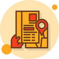 Hand with resume and map Filled Shadow Circle Icon vector