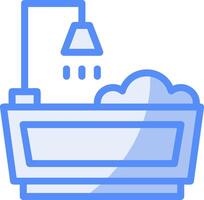 bañera línea lleno azul icono vector