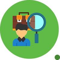 Person with magnifying glass looking at job offers Flat Shadow Icon vector