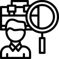 Person with magnifying glass looking at job offers Line Icon vector