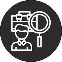 Person with magnifying glass looking at job offers Inverted Icon vector