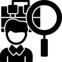 Person with magnifying glass looking at job offers Glyph Icon vector